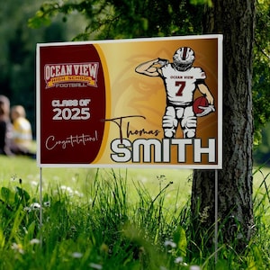 Personalized Football Player Yard Sign, Sports Name Sign, Football Sign, Show Your Support, customized football sign, senior School Spirit