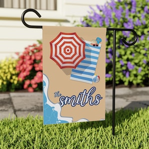 Personalized Garden Flag, Custom Beach Theme Decor, Unique Outdoor Sign, Personalized Gift for Garden Lovers, Beach Theme Custom Outdoor