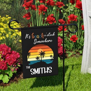 Personalized Garden Flag, Custom Beach Theme Decor, Unique Outdoor Sign, Personalized Gift for Garden Lovers, Beach Theme Custom Outdoor