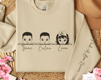 Personalized Mimi Sweatshirt: Kid Name Sleeve, Grandma Mom Gift