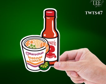 Cup Noodles Mexican Humor Food Stickers: Tapatio Hot Sauce Snack Art Waterproof Decals