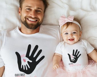 First Father's Day Matching Shirt and Bodysuit, Custom Dad and Baby Outfit