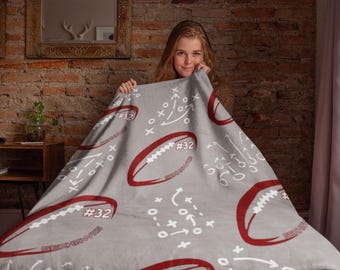 Personalized Football Blanket, Custom Team Colors, Senior Gift