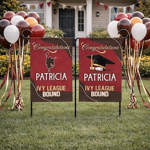 Personalized College Bound Graduation Garden Flag: Customized, school Colors Double-Sided 12x18