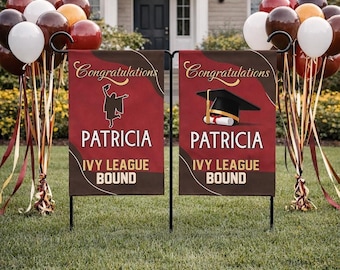 Personalized College Bound Garden Flag, Graduation Party Decor, Double-Sided 12x18
