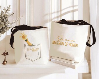 Bachelorette Party Tote Bag: Champagne Gift, Bridal Favor
