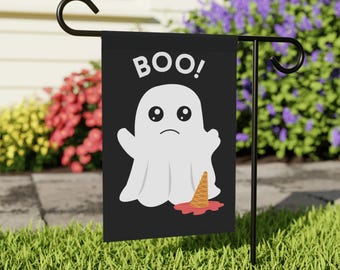 Funny Ghost Halloween Garden Flag, Spooky BOO Banner