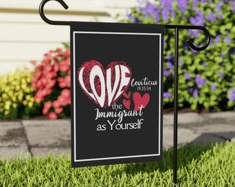 Christrian Subtle Anti Trump Garden Flag: Pro-Immigration, Human Rights