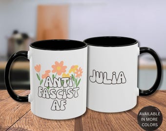 Personalized Anti-Trump Floral Mug: Political Humor Gift for Democrats