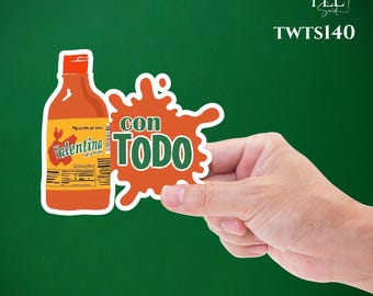 Valentina Hot Sauce Sticker, Mexican Enchilados Vinyl Decal, Dishwasher Safe for Bottles