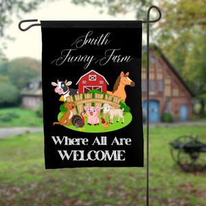 Personalized Farm Garden Flag: Custom Family Name Welcome Decor