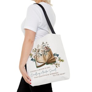 Personalized Book Lover Tote Bag: Floral Book Design 16" × 16''