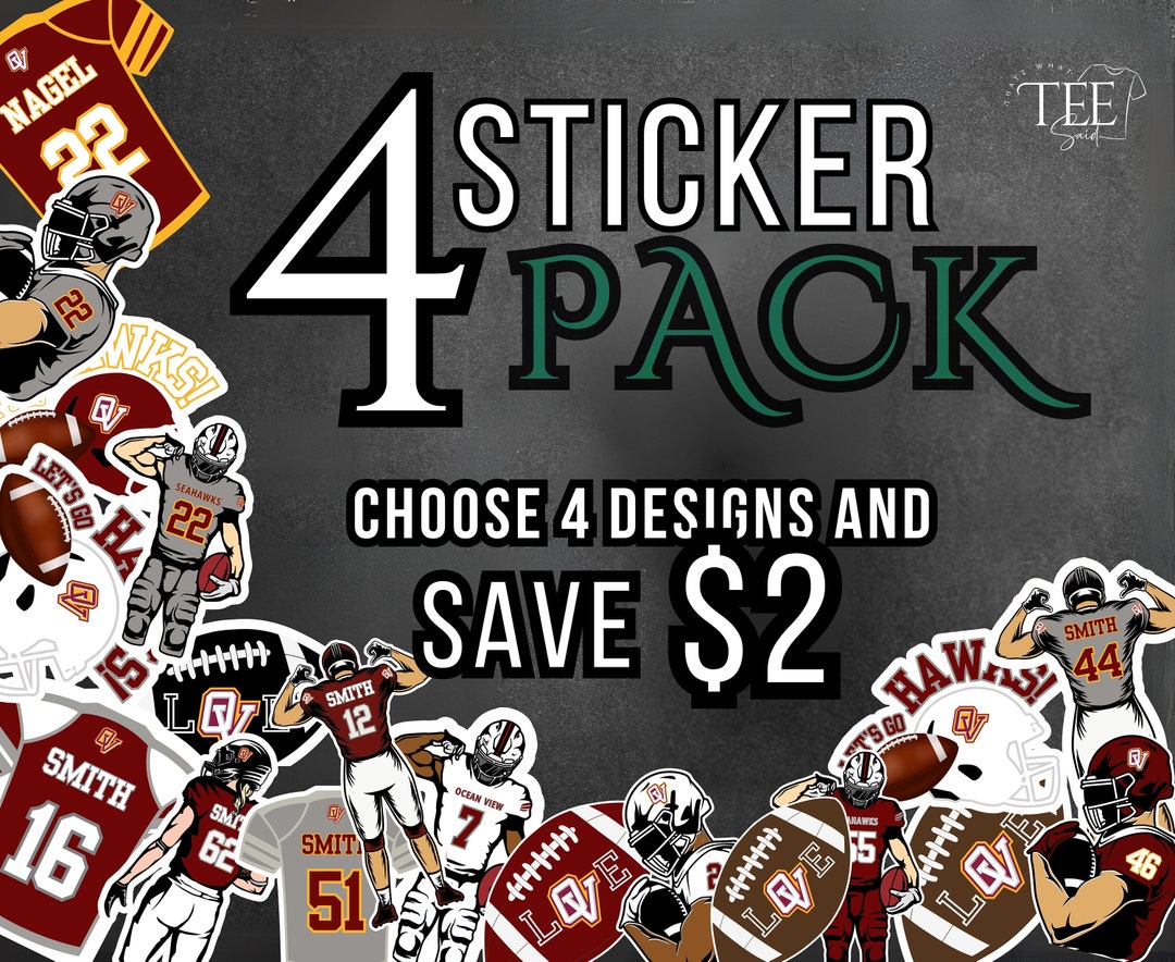 Football Net Sticker Football Sticker Bundle: Waterproof Sports Stickers - Choose 4 - Etsy