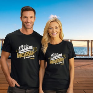 Personalized Anniversary Cruise T-Shirts: Matching Couple Vacation Shirts