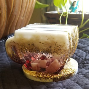 Coffee Cup Shaker Coasters With Stand/ Coffee Lovers Decor/Cocoa Cups/ Resin Coasters