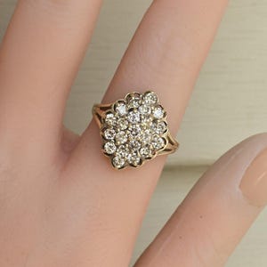 Anello da cocktail vintage in oro giallo 10k con diamanti da 1,25 carati