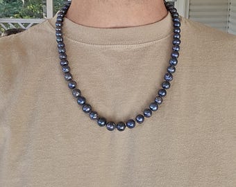 24" Midnight Blue Cultured Freshwater Sterling Silver Pearl Necklace