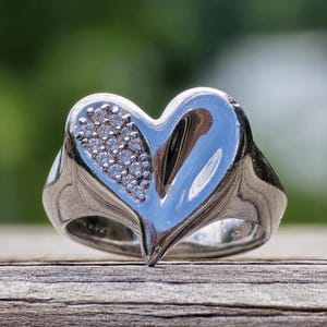 Judith Ripka Eros Collection Signet Heart Sterling Silver 925 Ring