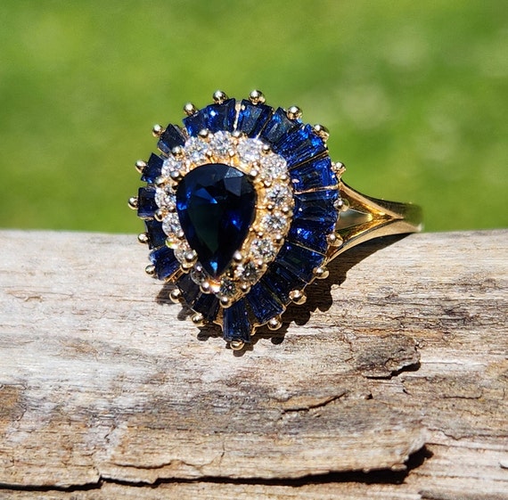 Striking Sapphire & Diamond Ballerina Vintage 14k… - image 7