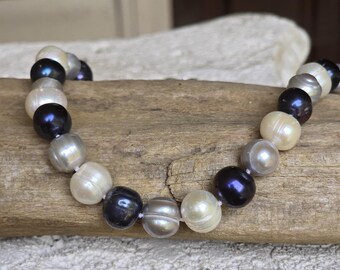 18" Classic Multi-Colored Cultured Freshwater Sterling Silver Pearl Necklace