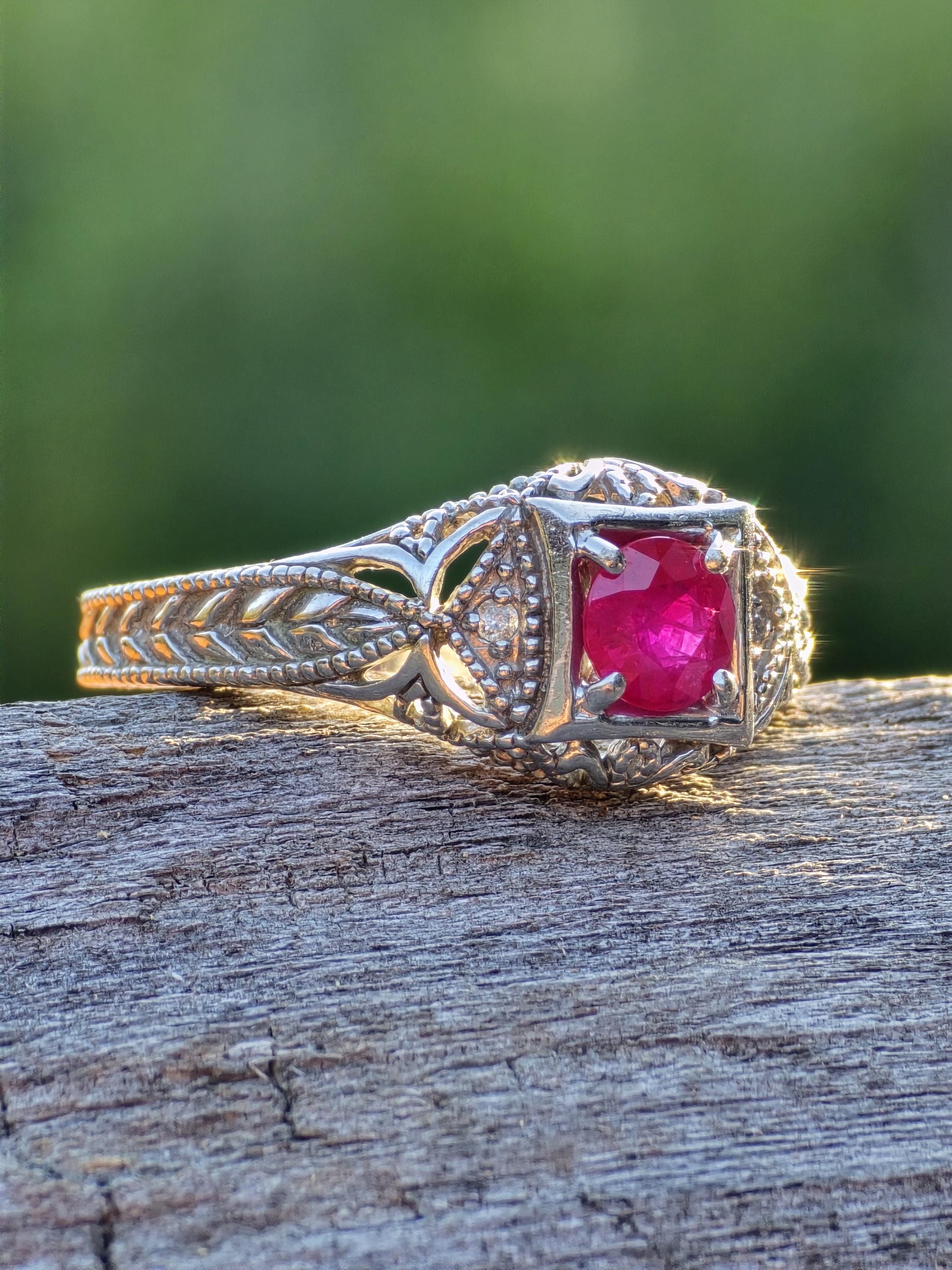 Ruby Diamond Ring - Etsy