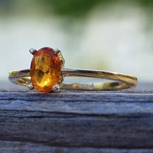 Vibrant Orange Solitaire Cubic Zirconia 14k Cocktail Ring