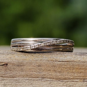 Beautiful Crossover Diamond Sterling Silver 925 Cocktail Band