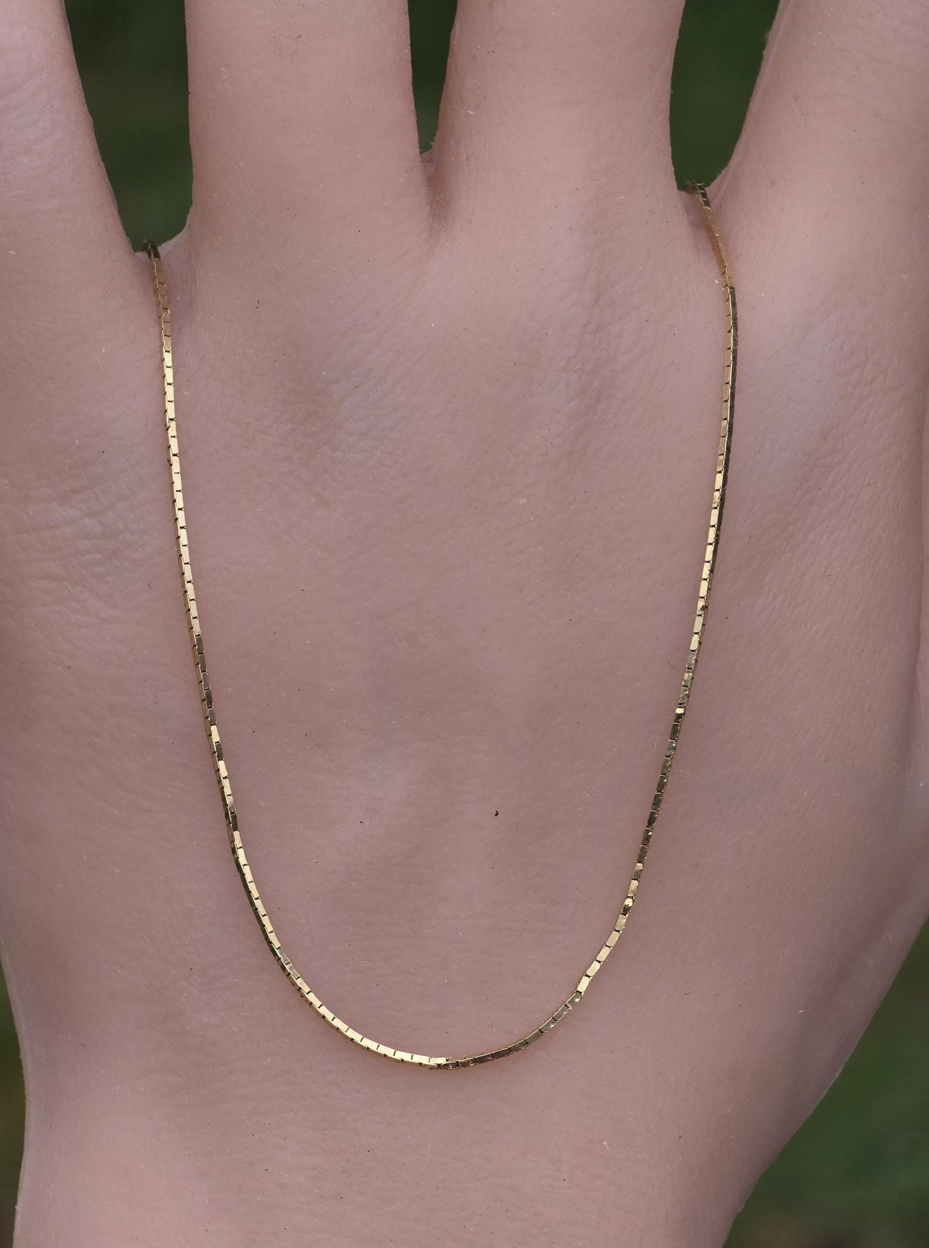 Classic Box Style 14k Yellow Solid Gold 18.5 Inch Chain Necklace - Etsy