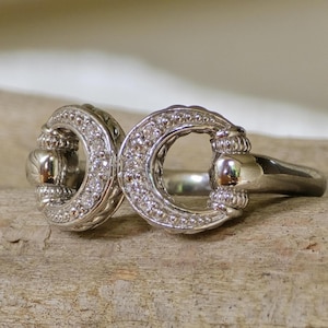 Judith Ripka Diamond Vienna Collection Bit Cocktail Sterling Silver Ring