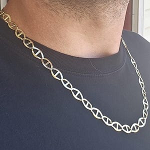 Unique Italian 10k Flat Mariner Interlocking Necklace/Chain