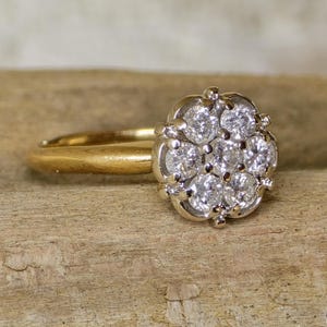 Vintage 1/2 Carat Diamond Cluster 14k White & Yellow Gold Ring