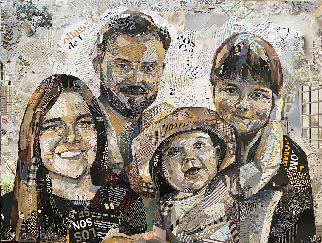 Personalized Family Portrait in Collage Technique - Etsy