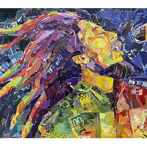 Bob Marley Druck basierend auf einer handgefertigten Collage.