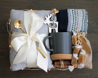 Holiday Corporate Gift Box for Clients Employees Secret Santa Gift for Friends and Coworkers, Hygge Gift Box, Employee Appreciation Gift Box