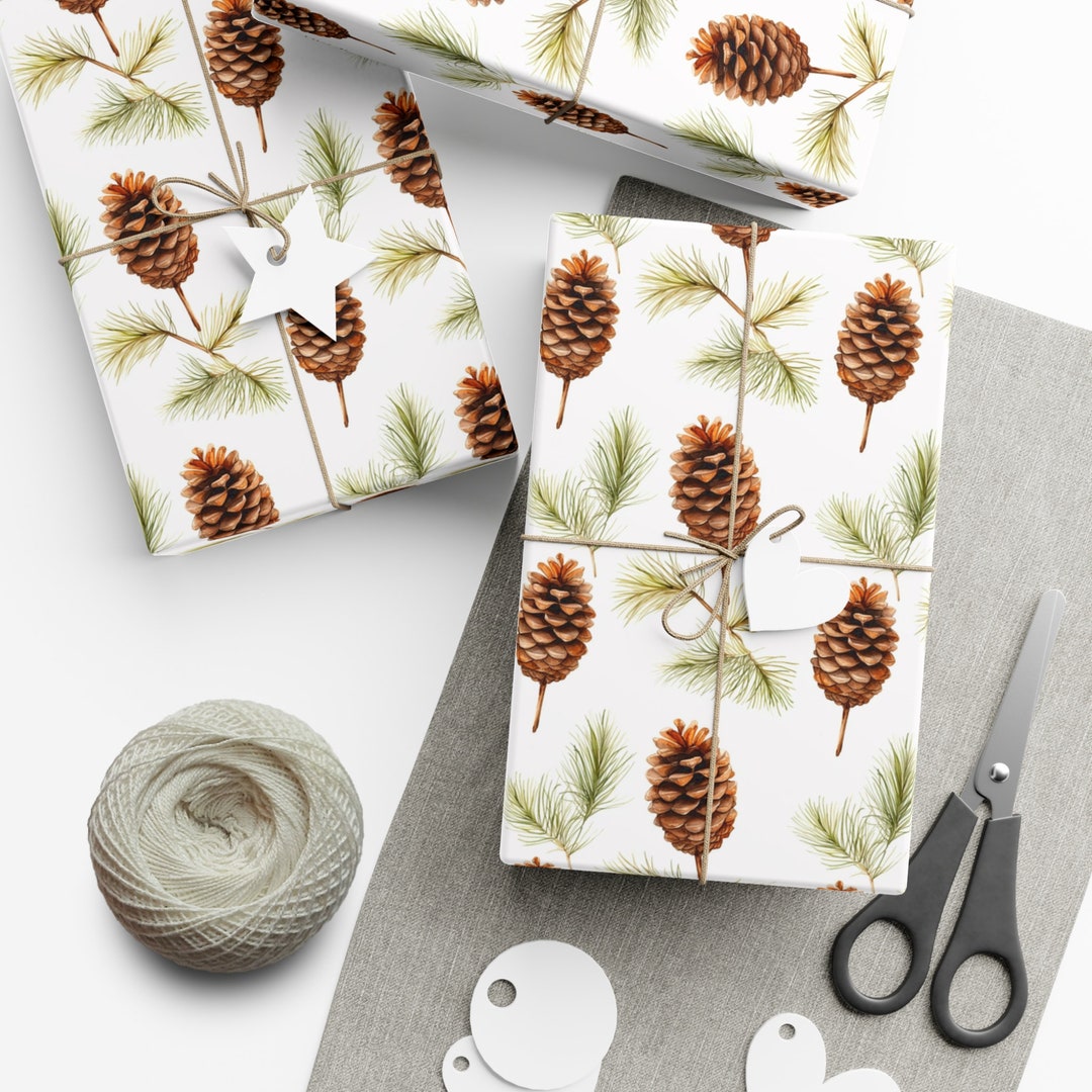 Pine Cone Wrapping Paper Gift Wrap, Wrapping Paper Good for Birthdays