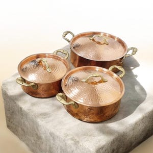 Hammered Copper Cooking Pot with Lid