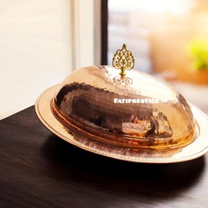 Handmade Hammered Copper Serving Plate with Lid