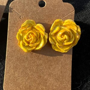 yellow rose stud earrings