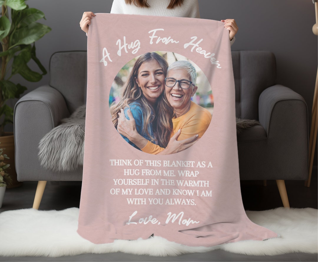 Personalized Memorial Blanket Mom, in Memory of Photo, Blanket Gift for