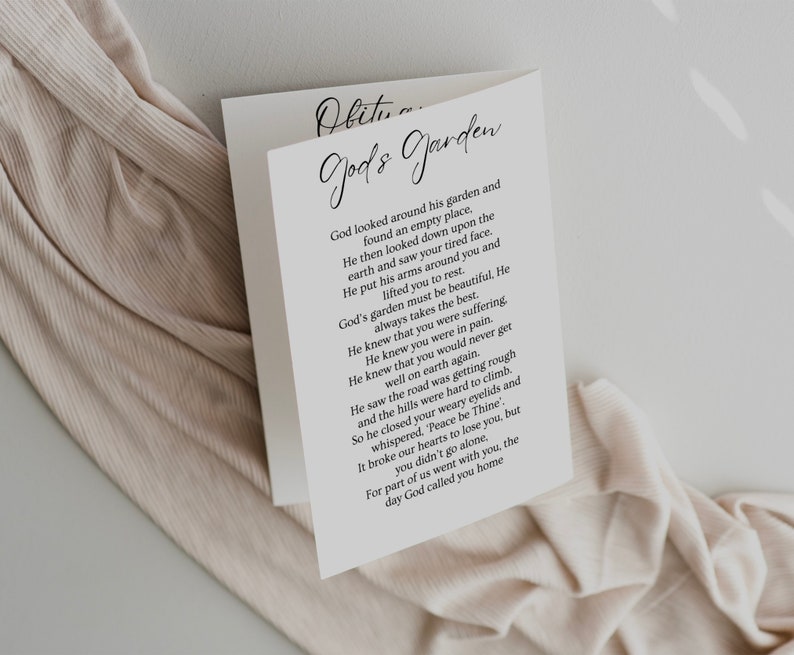 Funeral Program Template, Modern Memorial Program, Editable Memorial