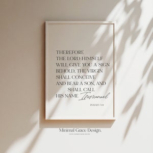Isaiah 7 14 Printable, Christmas Scripture, Immanuel, Minimalist Christmas Decor, Christmas Wall Decor, Bible Verse Wall Art, Christian