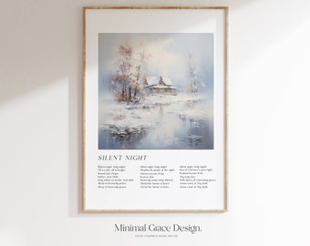 Silent Night Printable, Christmas Poster, Digital Download, Christian Home Decor, Vintage Christmas, Vintage Christmas Print, Wall Art,