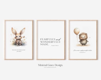 Set Of 3 Nursery Bible Verse Prints, Christian Nursery, Baby Room Decor, Nursery Scripture, Nursery Art, Minimal Nursery Decor, Baby Room