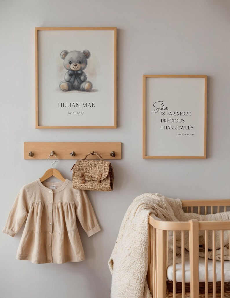 Personalized Nursery Print, PHYSICAL PRINT, Baby Name Wall Art, Nursery