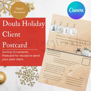 Weihnachten Doula Client Postkarten|Urlaub Doula Postkarten Vorlagen| Weihnachts Doula Marketing| Doula Client Winter Postkarten|Doula Card