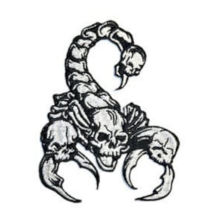 Skorpion Gestickter Aufnäher Gothic Wüsten Tier Aufnäher Biker Jacke Accessoire Dunkel Ästhetischer Tattoo Style Applikation Skorpion König Geschenk