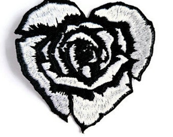 Rose Heart Gothic Fashion Punk Back Patch Gothic Embroidery.