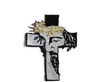 Jesus Patch cross embrotdery iron-on