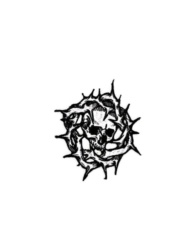 Thorn Skull Patch, Embroidered Gothic Applique, Iron-on Badge, Dark Art Patch, Spiked Skull Patch