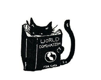 Katze World Domination großer Bügelbild